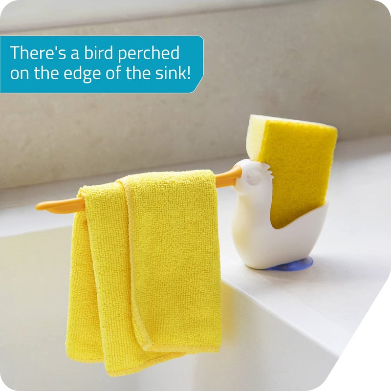 PELEG DESIGN Pelix Plastic Sponge and Cloth Holder for Kitchen Sink Caddy with Suction Cup, 2 in 1 Dish Kitchen Organizer and Decor, Fits All Dish Scrubber, Sponge and Cloth Standard Size - Image 2